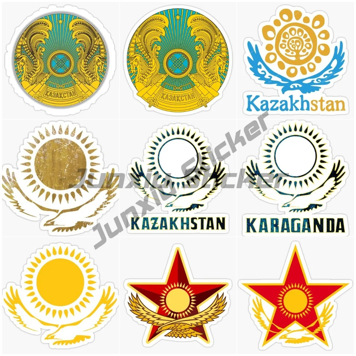 Etiqueta engomada de la bandera de Kazajstán, máquina de impresión de calcomanías de parachoques de coche al aire libre, pegatinas de seguridad ciber, pegatinas para computadora portátil, juegos, calcomanías de motocicleta