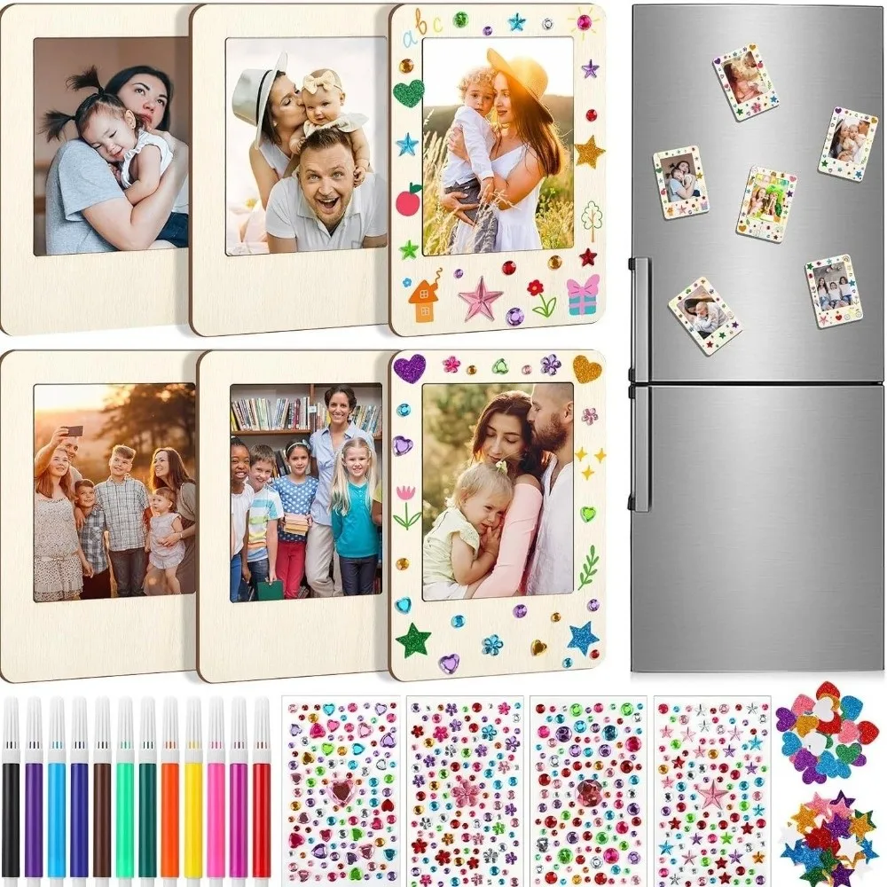 DIY Wooden Picture Frames with Stickers