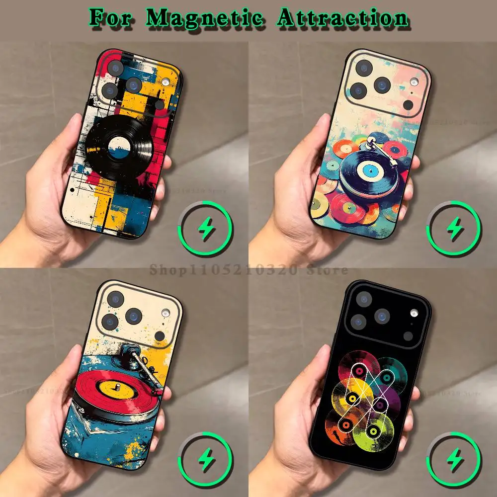 

DJ Controller Vinyl DJ Phone Case For iPhone 16,17,15,14,13,12,11,Pro,Max,Plus,E,Air,Mini Magnetic Magsafe Frosted Black soft