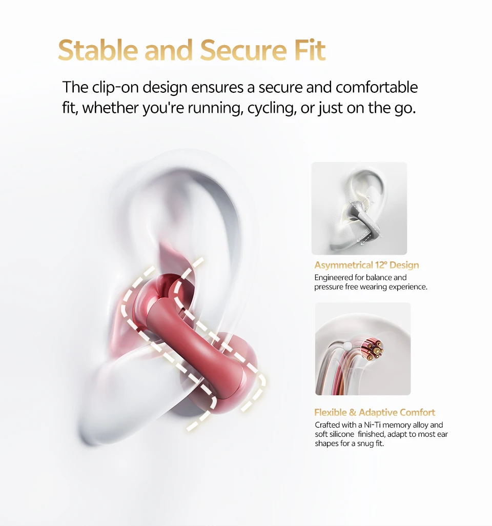 QCY Crossky C30S Clip-On Wireless-Kopfhörer Hi-Res LDAC-Kopfhörer Bluetooth 6.0 Dual-Magnet-Treiber-Headsets 40H Sport-Ohrhörer – Detail 4