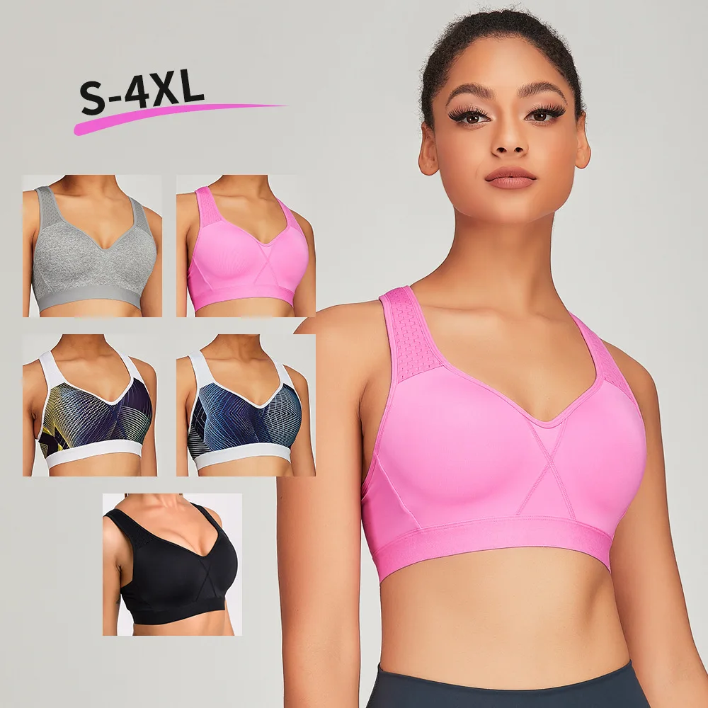 

Rosielars Plus Size 4XL Women Gym Corset Tank Cross Back Adjustable Elastic Vest Shock-absorbing Yoga Bra Fitness Sport Tops