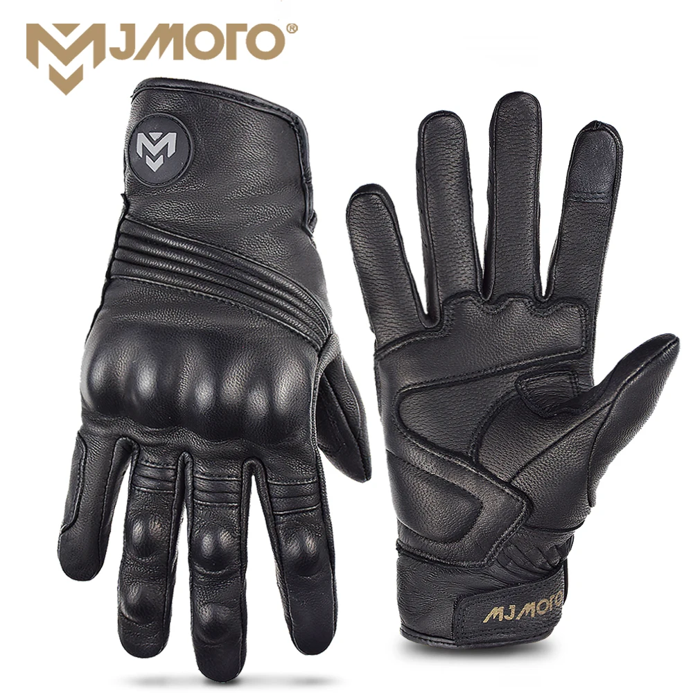 

Classic Retro Motorcycle Goat Leather Gloves Men Touchscreen Motocross Gloves Anti-fall Anti-slip Moto Gloves Breathable Holes