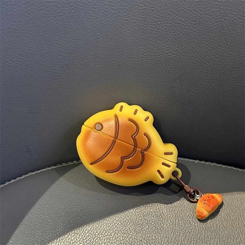 

Fish Cake Earphone Protective Case TPU Hard Shell Cute Yellow Headphone Cover for AirPods 1/2/3/4 AirPods Pro/pro2/3 Accessories