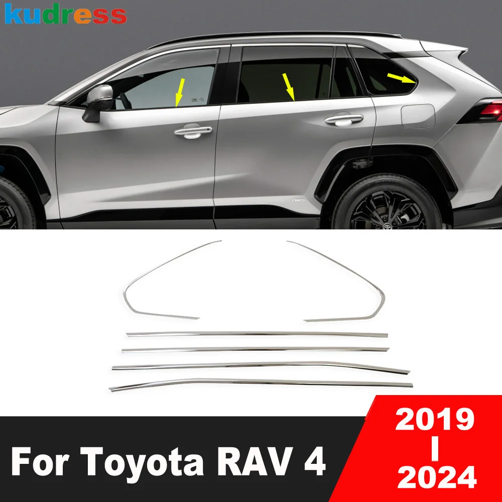 

Для Toyota RAV4 2019-2024: Накладки на нижнюю часть оконных рамок из нержавеющей стали, аксессуары для защиты порогов
