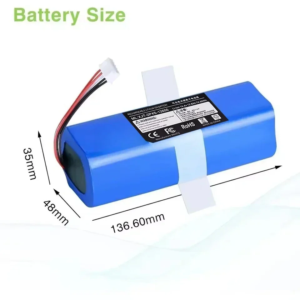 Аккумулятор емкостью 12800 мАч, совместимый с ECOVACS Deebot Ozmo 950, T8, T8+, T5Max, T10, T9, X1, DBX11-11/21, DLX11-21/61