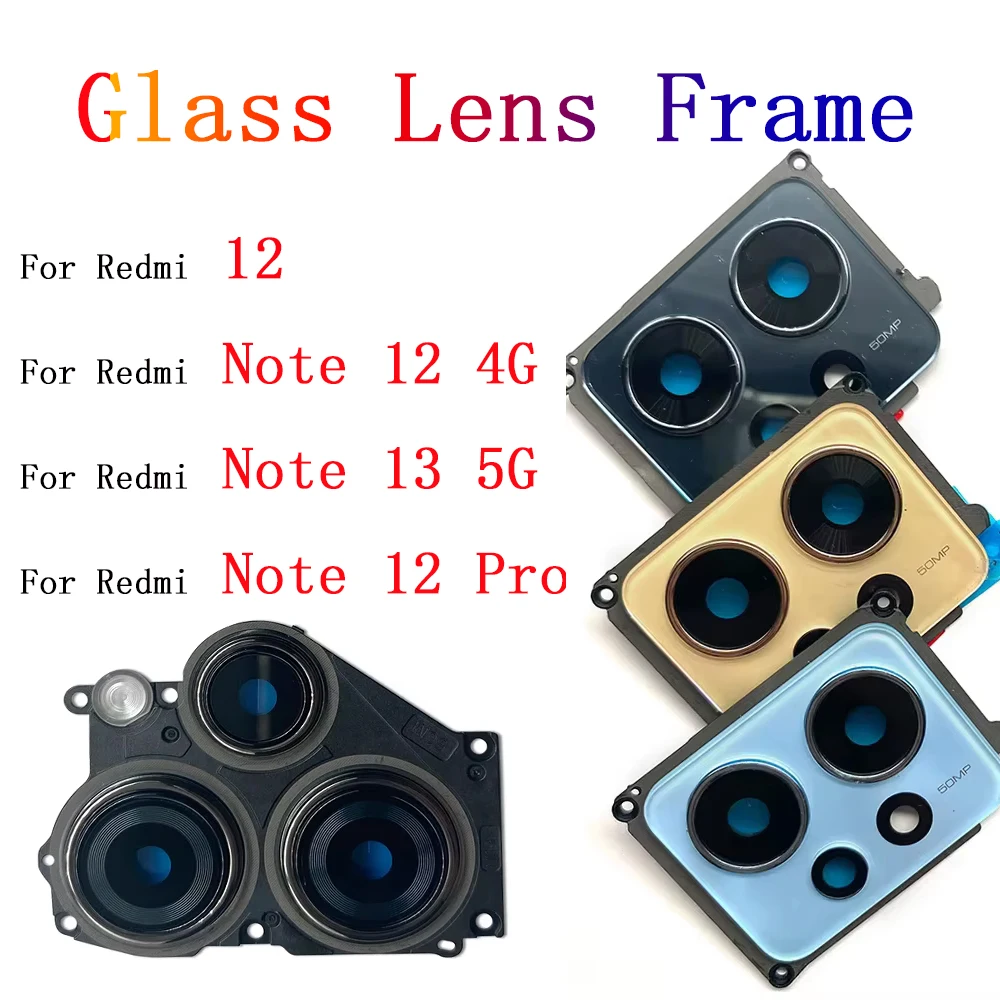 

Стеклянная линза задней камеры для Xiaomi Redmi Note 12 13 Pro Plus 5G 4G Стеклянная камера с держателем рамки Запасные части