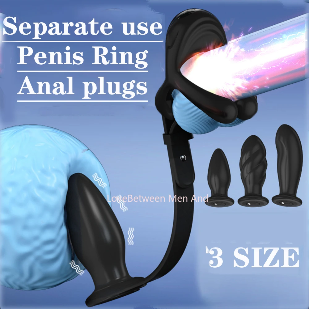 

2 in 1 Anal Plug Penis Rings Vibrator Detachable Testicle Clitoris Stimulation Cock Cum Adult Sex Toys for Couples Men Gay Butt