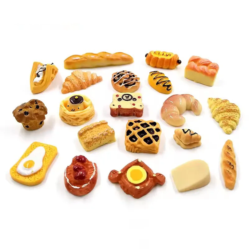 10pcs Mini Bread Miniature Figurine Similated Party Food Model Cake Snack Home Decor Fairy Garden Decoration DIY Accessories
