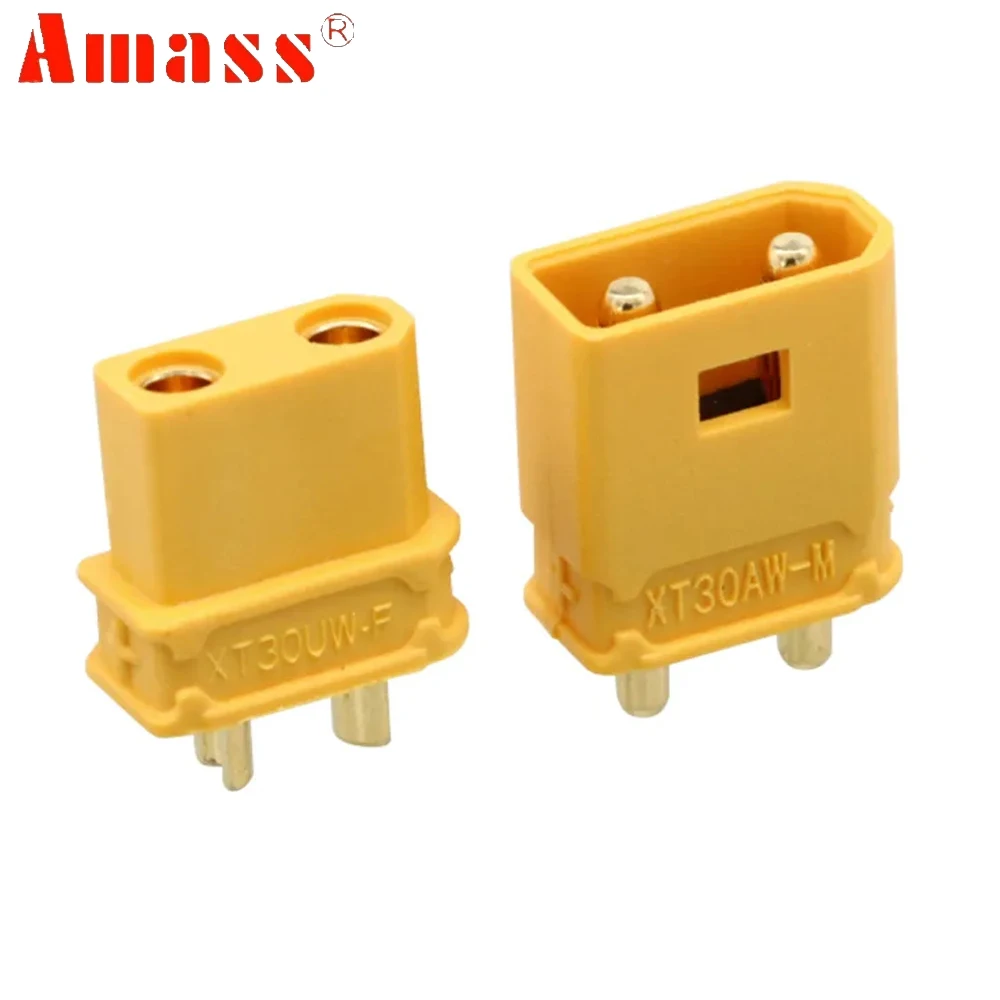 Amass XT30UW-F Female XT30AW-M Male XT30 DC500V 20A Waterproof Gold-plated Connector With Lock Buckle For RC Aircraft FPV Drone