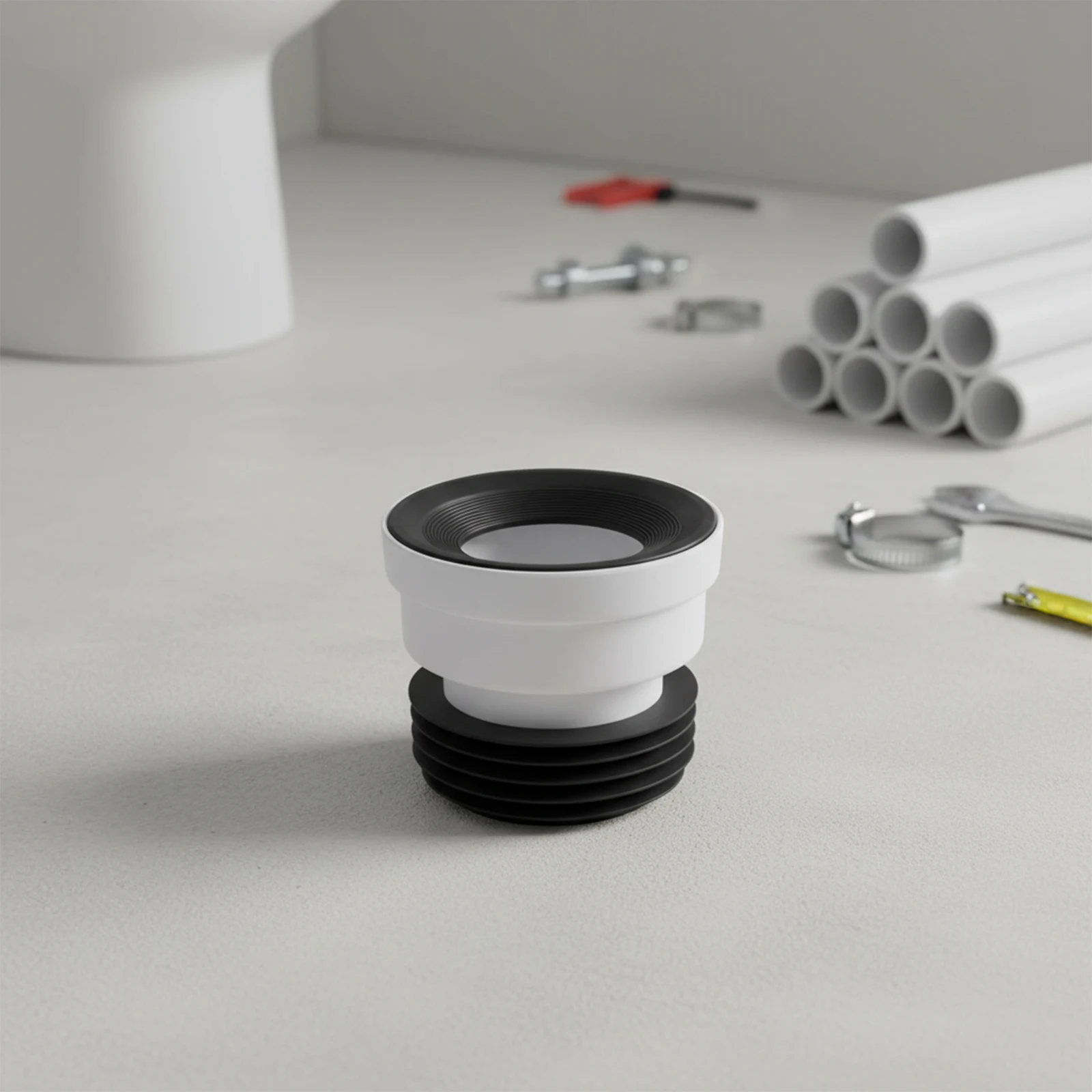 PVC TOILET NOZZLE FOR WC PIPE DRAIN CONNECTION WITH INTEGRATED RUBBER SEAL STRAIGHT AND MULTIPLE ECCENTRIC OFFSETS