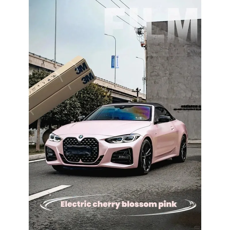 

2025 new model 3M electric cherry blossom pink car body color change film, easy to stick, can be tear and glue