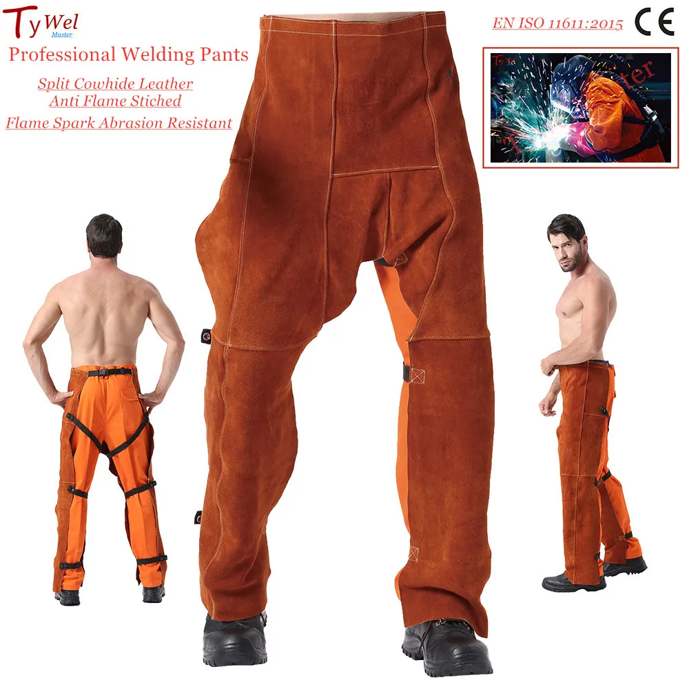 

Professional Welding Pants Weld Flame Arc Spark Abrasion Resistant Worker Cowhide Leather Protective Clothing Welder Trousers