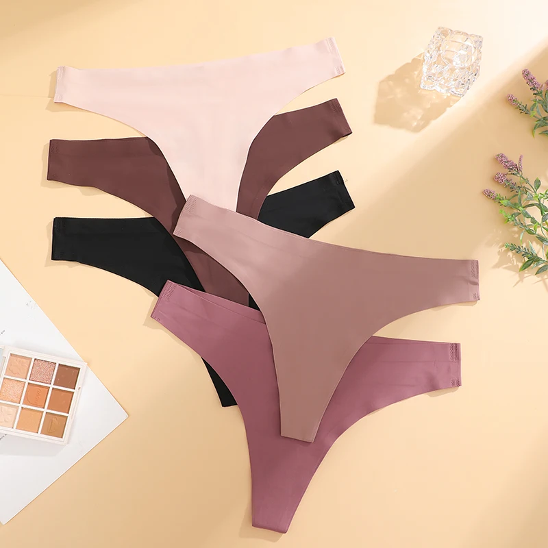 4PCS/Set Ice Silk Underwear Ultra-thin Seamless Thongs Women's Invisible Pantie… - Image 3