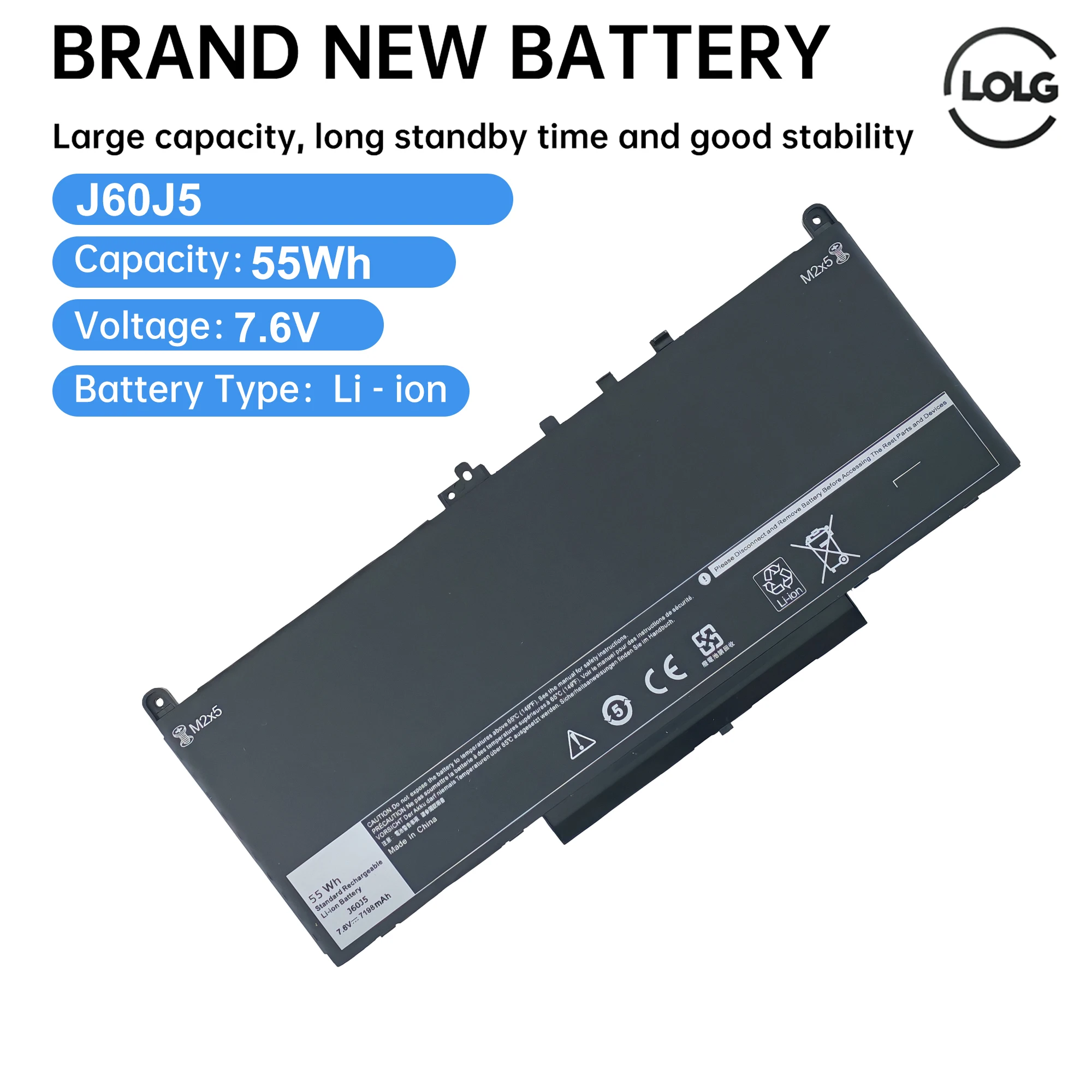 

J60J5 7.6V Laptop Battery For DELL Latitude E7270 E7470 Series J60J5 R1V85 MC34Y 242WD 55WH