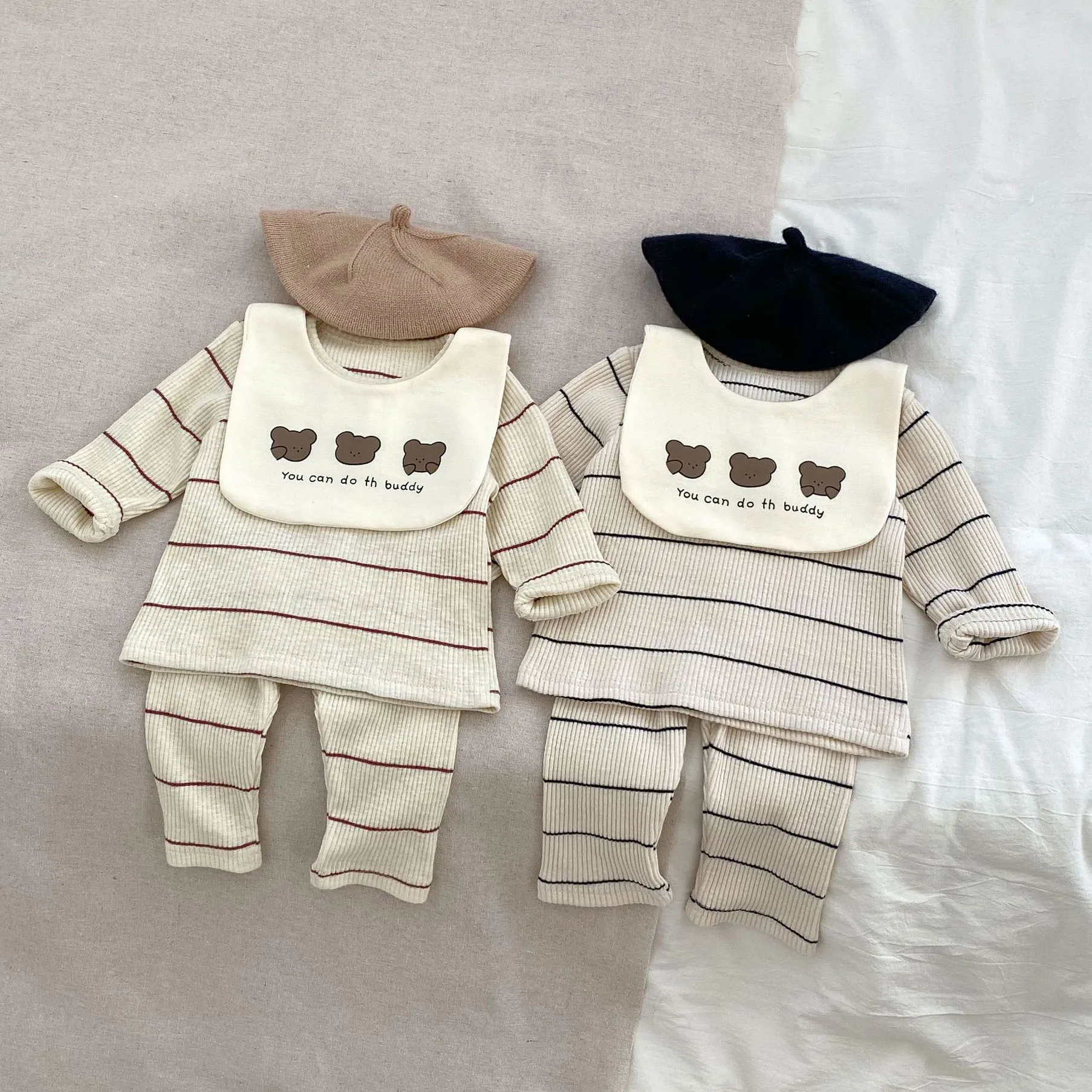 0-3T Newborn Kid Baby Boy Girl Clothes Set Long Sleeve Cotton Top Pant Suit Cute Sweet New Born Two Piece Set Homewear Outfit