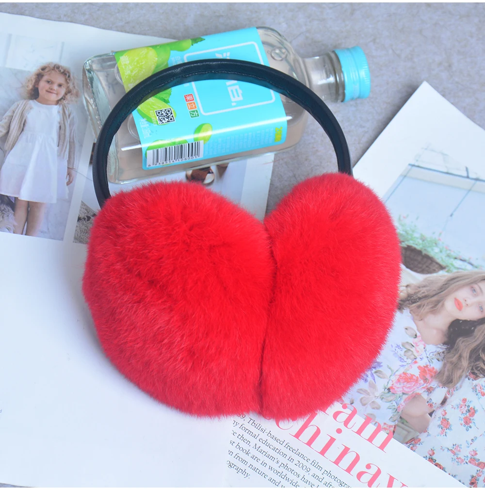 Rex Rabbit Fur Hang Ear Cover Warm Winter Earmuffs Headwear Ear Muffs Fur Earmuffs Cold Ear Warmer Fold Ear Protection Headband