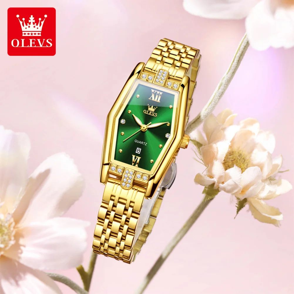 

OLEVS 3699 Womens Watch Elegant Luxury Square Quartz Watch Scale Waterproof Luminous Automatic Date Ladies Watch Gifts Original