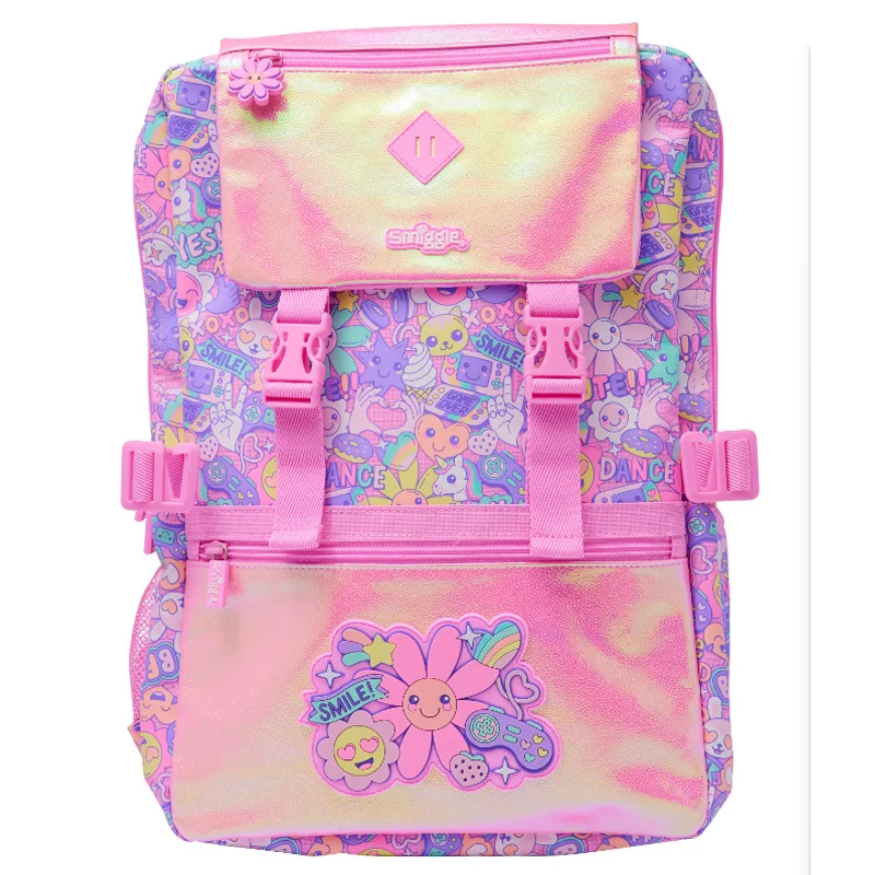 Australia Smiggle heiß verkaufter Original-Kinderrucksack, süßer Rucksack, Reisetasche, rosa Sonnenblume, große Schultasche, 40,6 cm