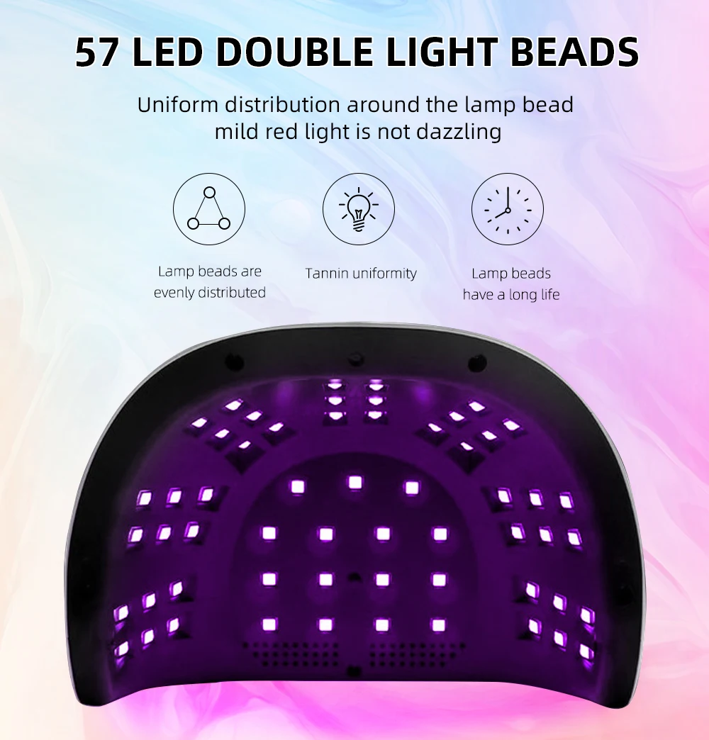 256W UV LED Nail Lamp 57 LEDs Professionals Nail Dryer for Curing All Nail Gel Manicure Lamp with Motion Sensor Nail Salon Use