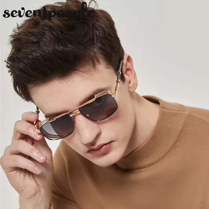 

Vintage Square Steampunk Sunglasses Women Men 2024 Luxury Brand Designer Trendy Retro Double Beam Sun Glasses For Ladies Eyewear