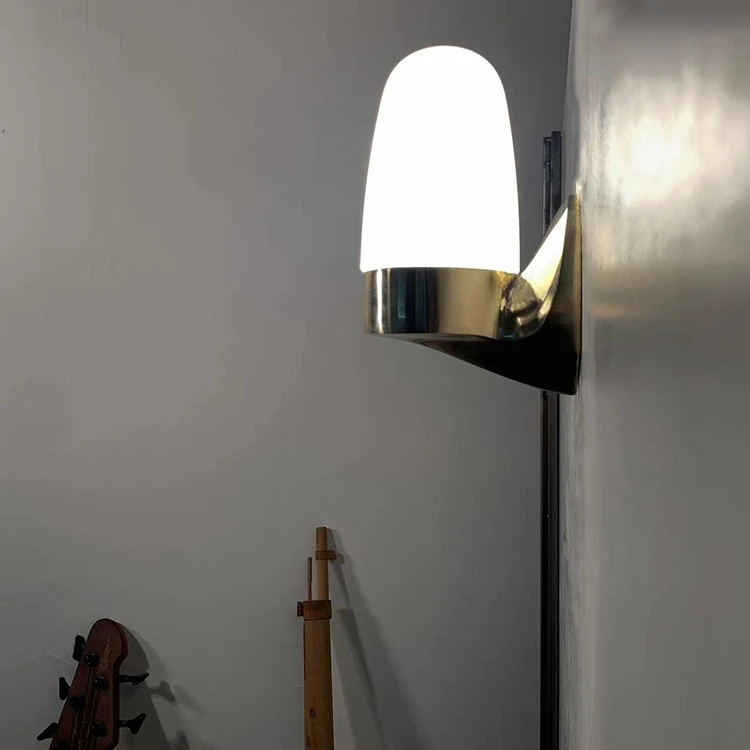 Wall lamp copper wall lamp bedside corridor aisle balcony milky white glass lampshade