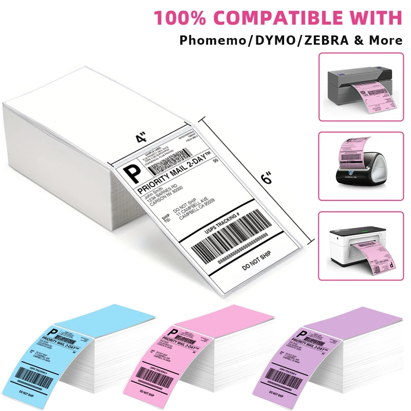 

Для Phomemo 4x6 дюймов FanFold Paper 241BT 246S D520 DYMO 4XL Zebra LABEL красочная градиентная наклейка с благодарностью для доставки логотипа со штрих-кодом