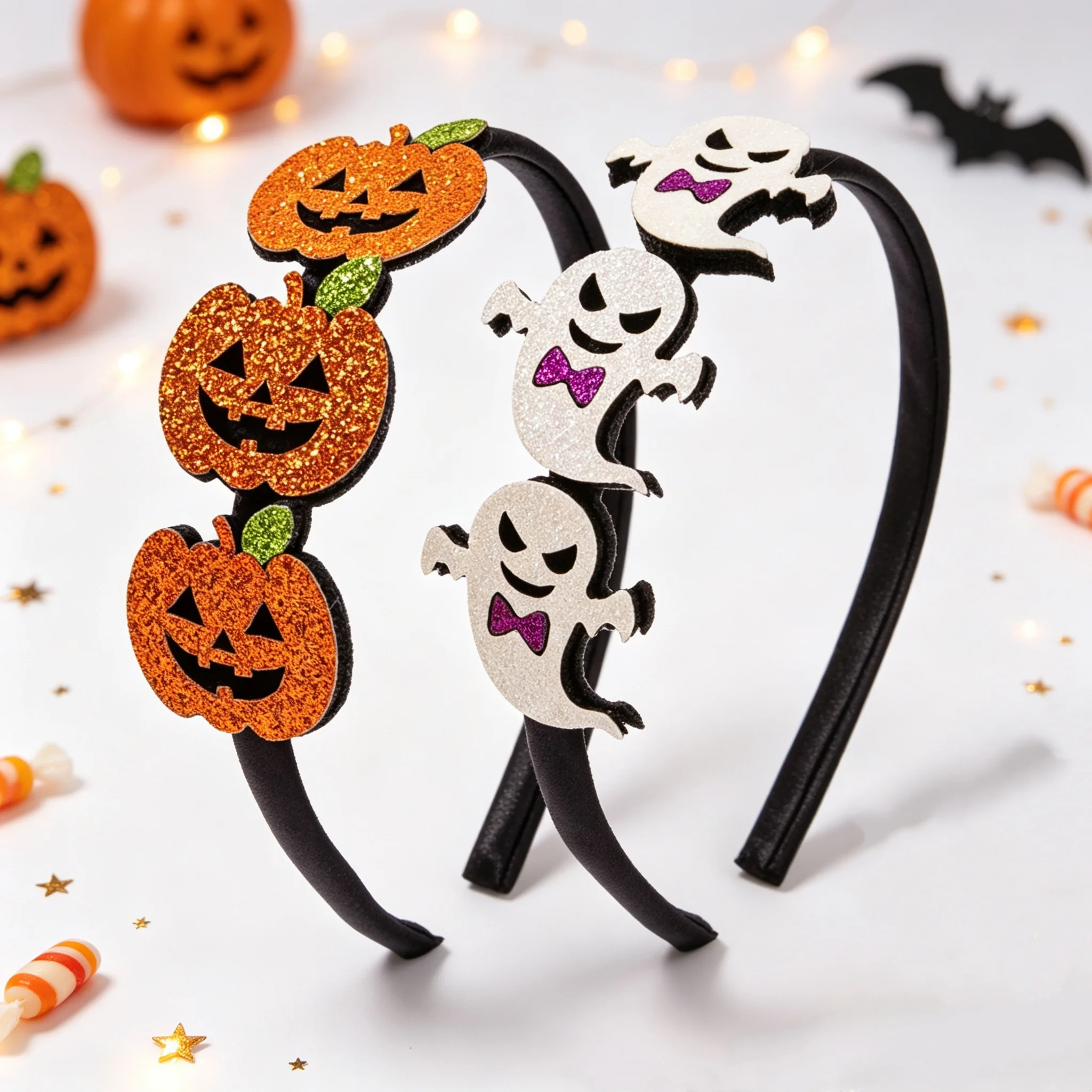 1/2PCS Halloween Headbands Pumpkin Devil Hairbands Girls Festival Party Cosplay Plastic Hairband Kids Hair Accessories
