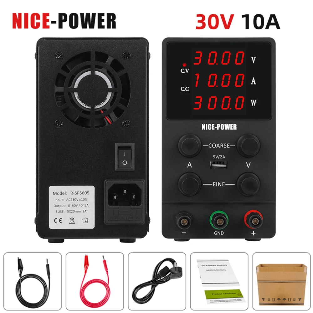 Battery Charging DC Power Supply Adjustable 120V 3A  60V 30V 10A 5A With USB 5V 2A Laboratory Voltage Regulator For Phone Repair