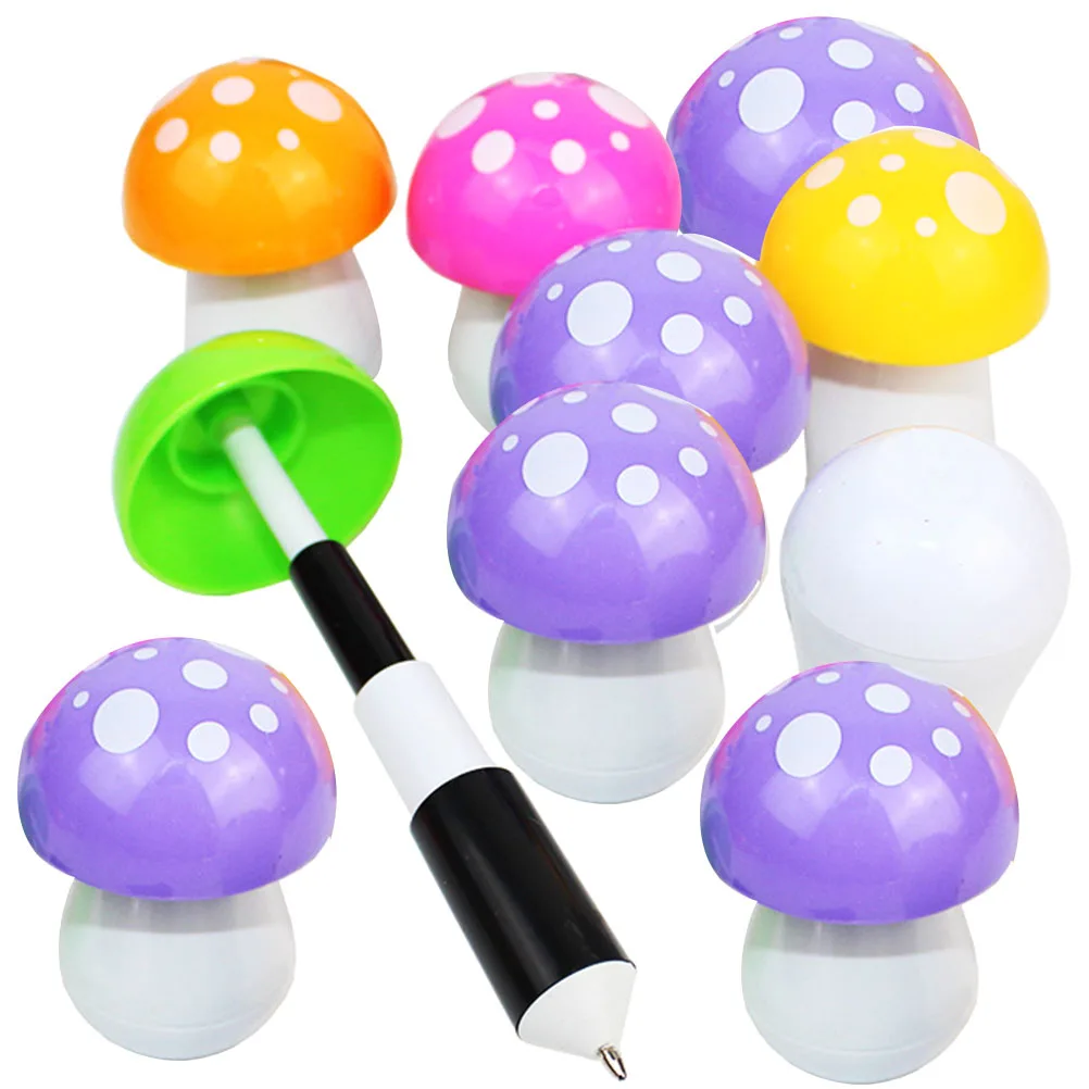 

10 Pcs Retractable Mushroom Ballpoint Pen Cute Mini Pens for Students Kids Gifts Lightweight Portable Plastic Accessories