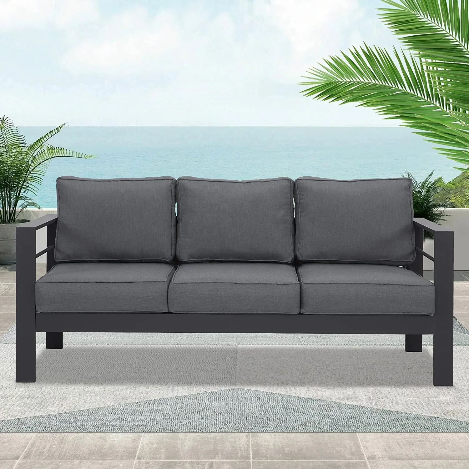 Furniture Fabric Seat Aluminum Modular Corner Patio Garden Sofa