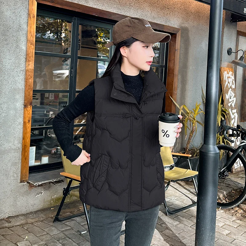 2025ใหม่ฤดูใบไม้ร่วง/ฤดูหนาวผู้หญิงผ้าฝ้ายเสื้อกั๊กเสื้อแขนกุดอบอุ่นลงผ้าฝ้ายเบาะCoats ParkerหญิงWaistcoat chaleco Mujer