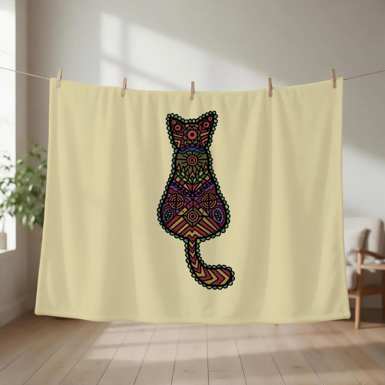 Mandala Cat mute rainbow colours Throw Blanket Soft Big Large Bed valentine gift ideas Blankets