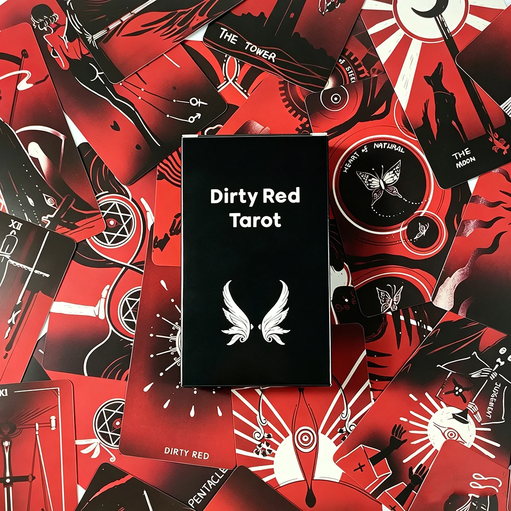 Dirty Red Tarot Cards Board Games Channel Energy Through Bold Strokes and Striking Contrasts For Beginners, Meditation & Party