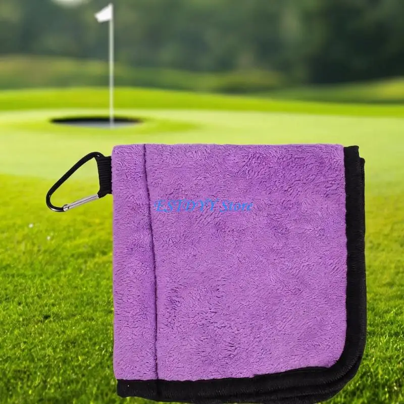 G6DE Golf Bag Towel with Clip for Golf Play, Two-Sided Fleece Cleaning Towel for Golf Balls, Clubs and Daily Hand Care