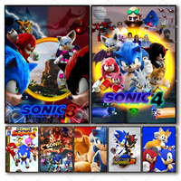 1PC Classic Anime Games Sonics Cartoon Poster Self-adhesive Art Waterproof Paper Sticker Coffee House Bar Room Wall Decor