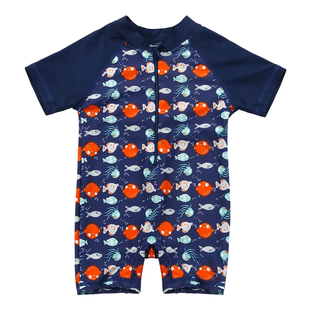 

Wishere Summer Fish Print One-piece Baby Boy Swimwear Kids Comfortable Quick-drying Beachwear Infant Breathable UPF50+ Swimsuit