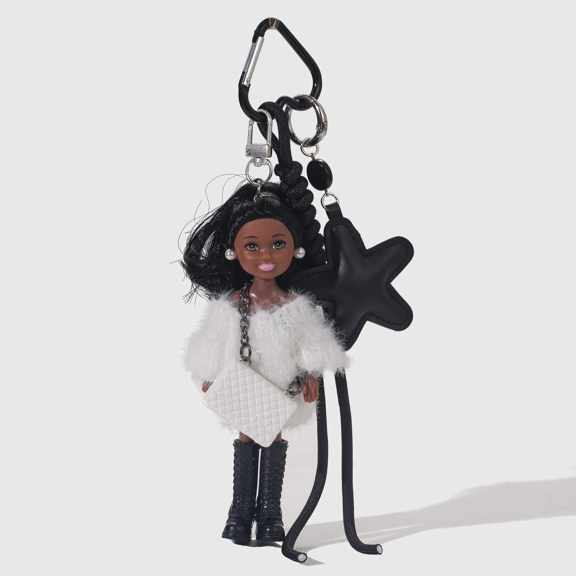 Korean Style Dark Skin Babi Princess Doll Small Fragrant Style Cute Keychain Exquisite Bag Charm Kelly Doll Keychain Gift