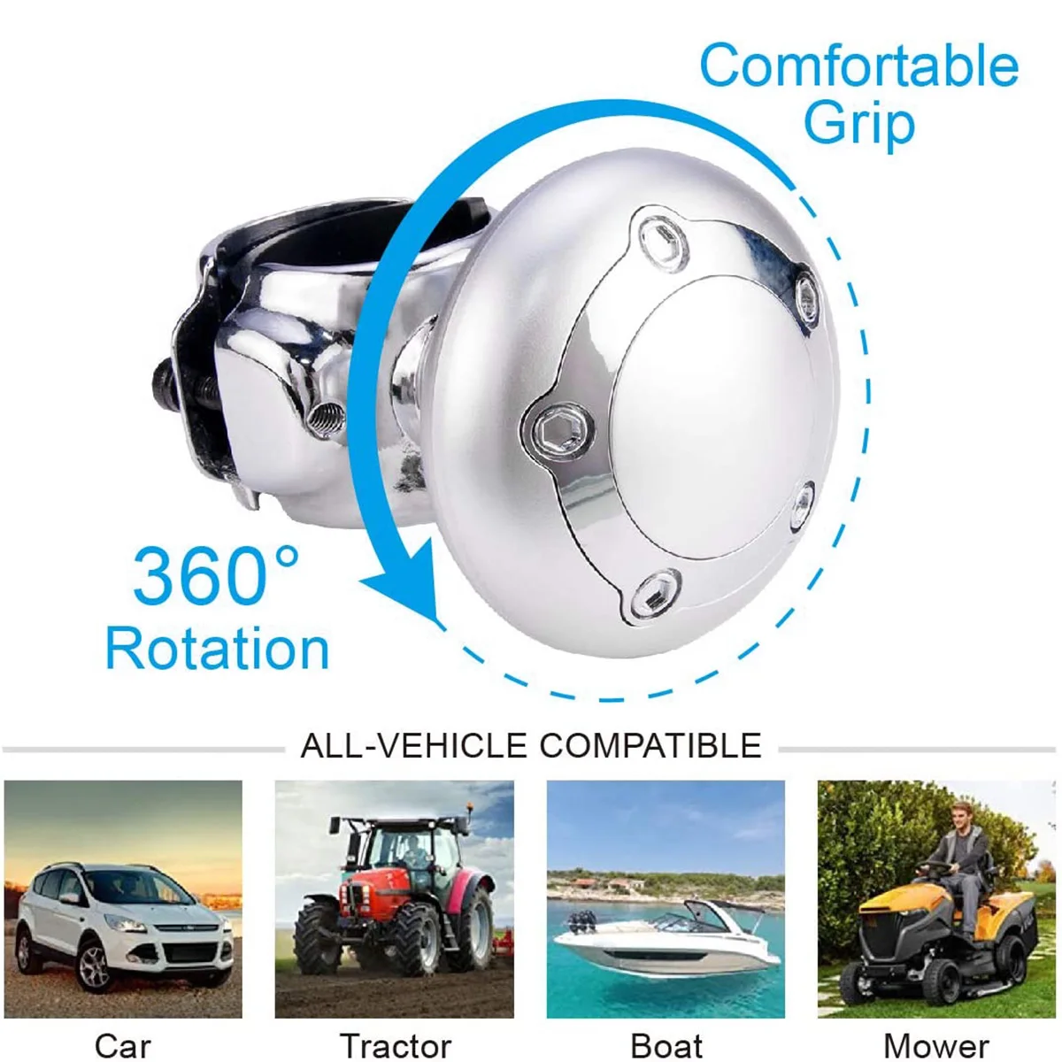 Steering Wheel Knob Universal Aluminum Alloy Steering Wheel Booster Rotary Car Steering Wheel Ball Handle Belt for Car Truck