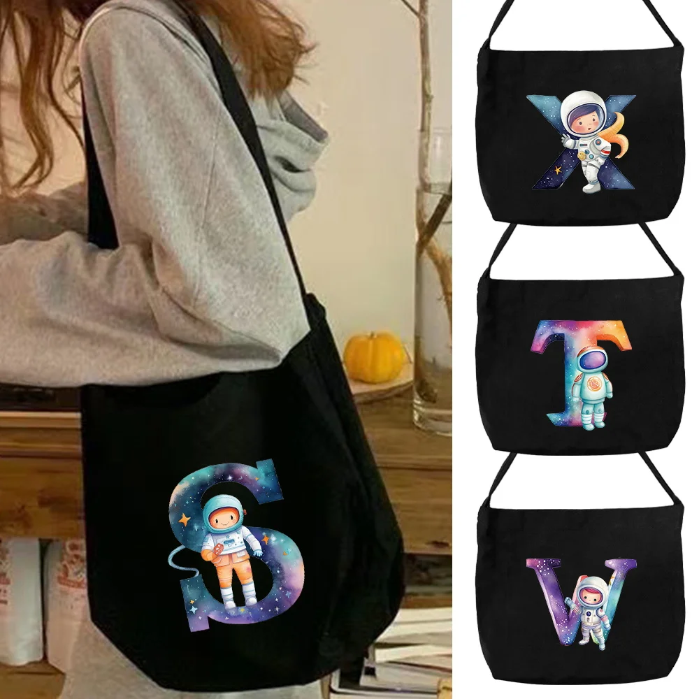 

Холщовая сумка с принтом «Астронавт», вместительная сумка через плечо, модная повседневная женская сумка-шоппер