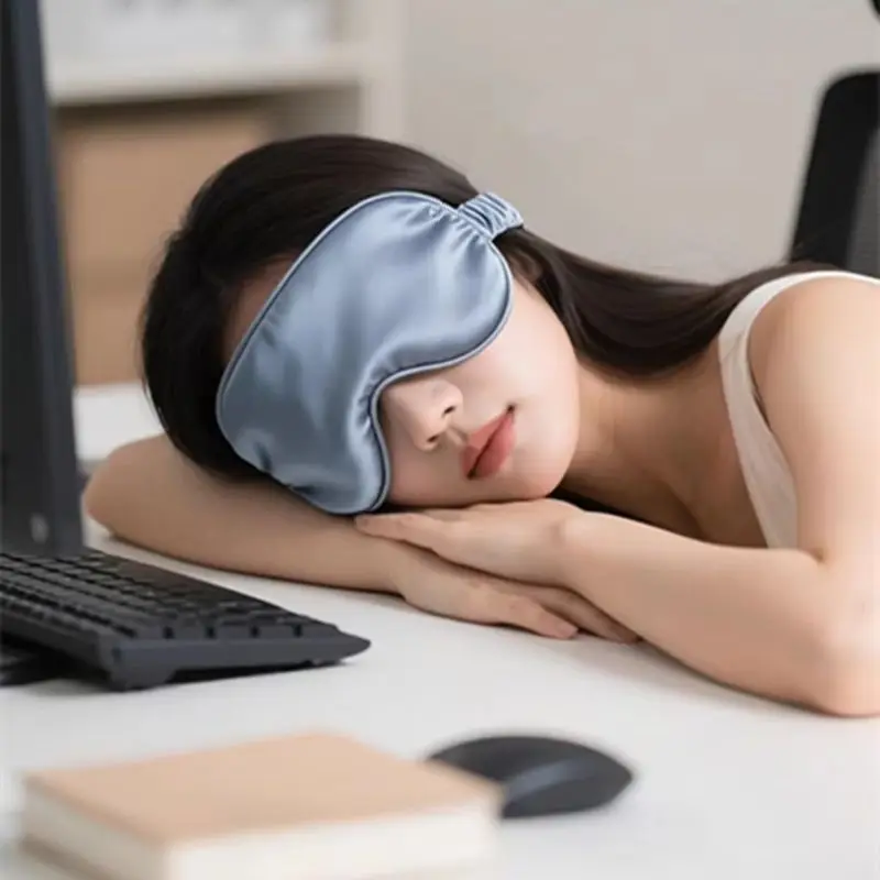 Double-Sided Silk Sleeping Eyeshade Light Blocking Breathable Travel Sleep Eye Mask Shields Protective Safety Goggle Eye Wear view 4
