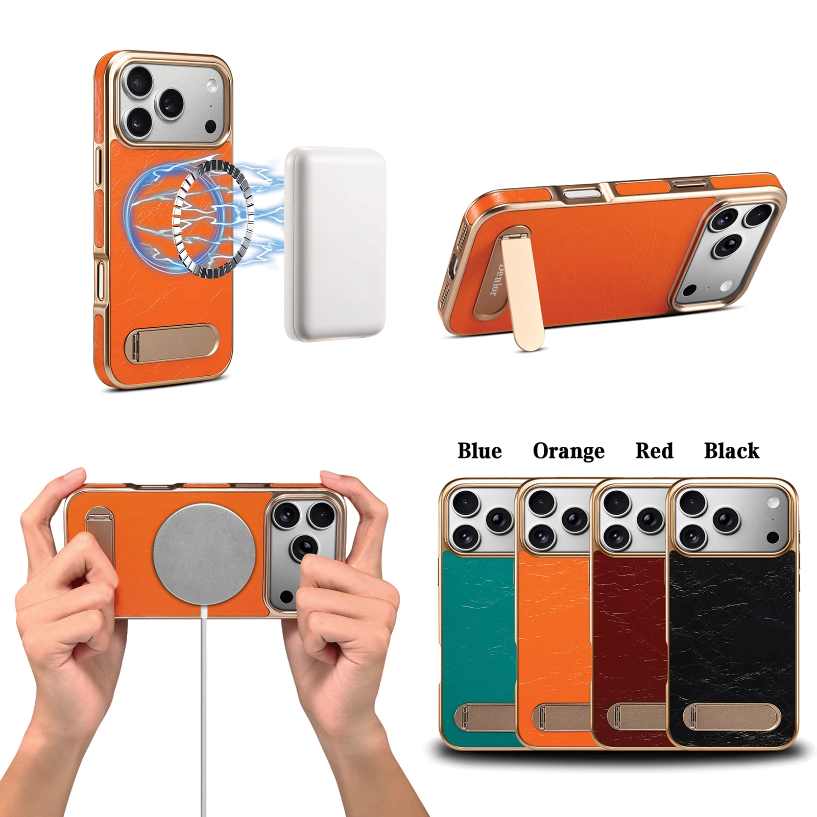 

Genuine Oil Wax Leather Magsafe Case for iPhone 17 Pro Max Air 16 Retro Flower Kickstand Holder Magnetic Wireless Back Cover