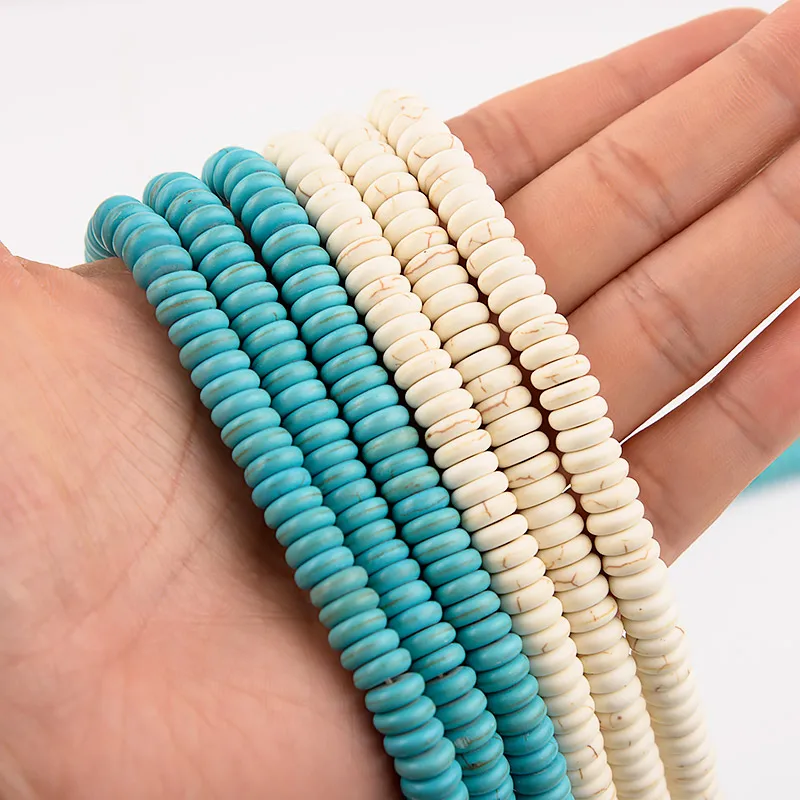 100pcs 3*6mm Natural Stone Green White Turquoises Beads for Jewelry Making Round Loose Spacer Beads Diy Bracelet Necklace F1203