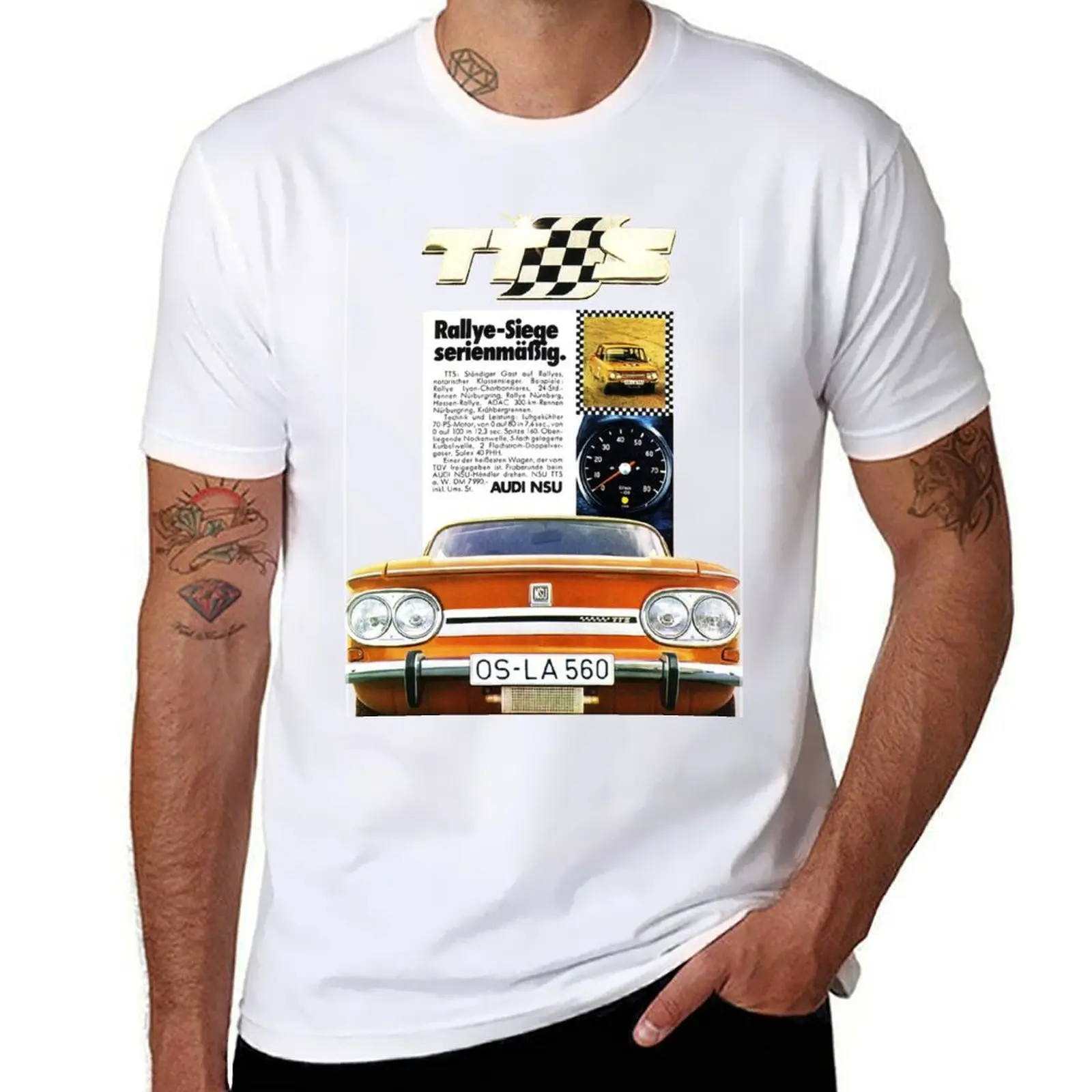 Camiseta NSU PRINZ TT / TTS básica lisa de manga corta y cuello redondo