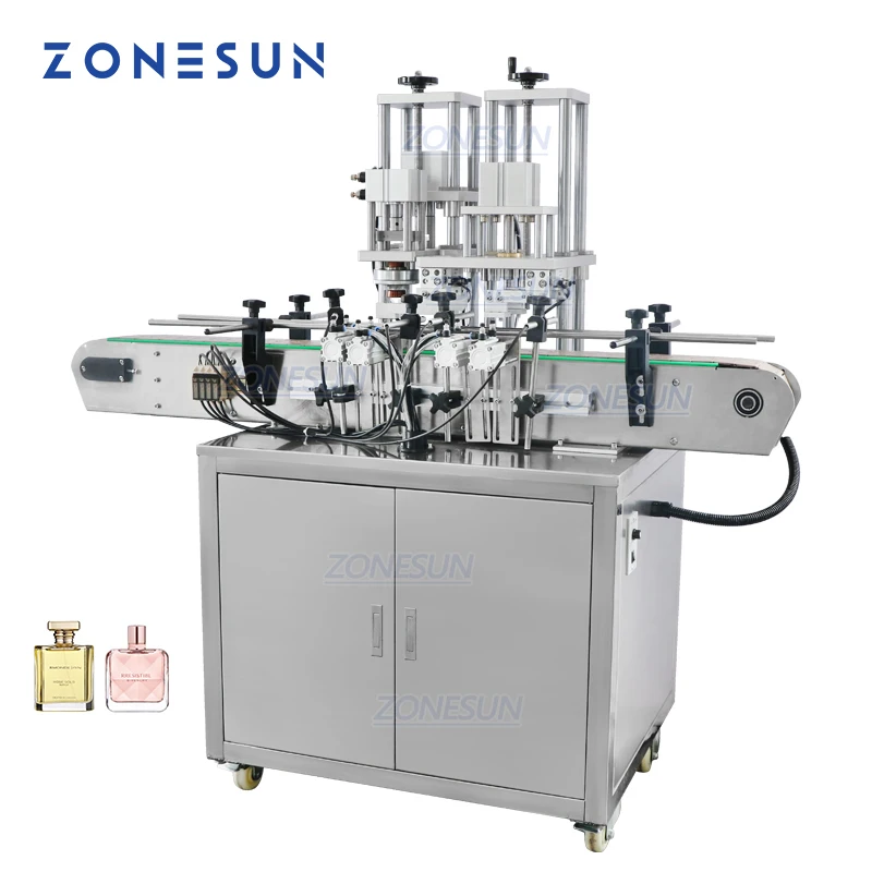 ZONESUN ZS-YG09 Automatic Perfume Sprayer Cap Collaring Bottle Crimping Capping Machine
