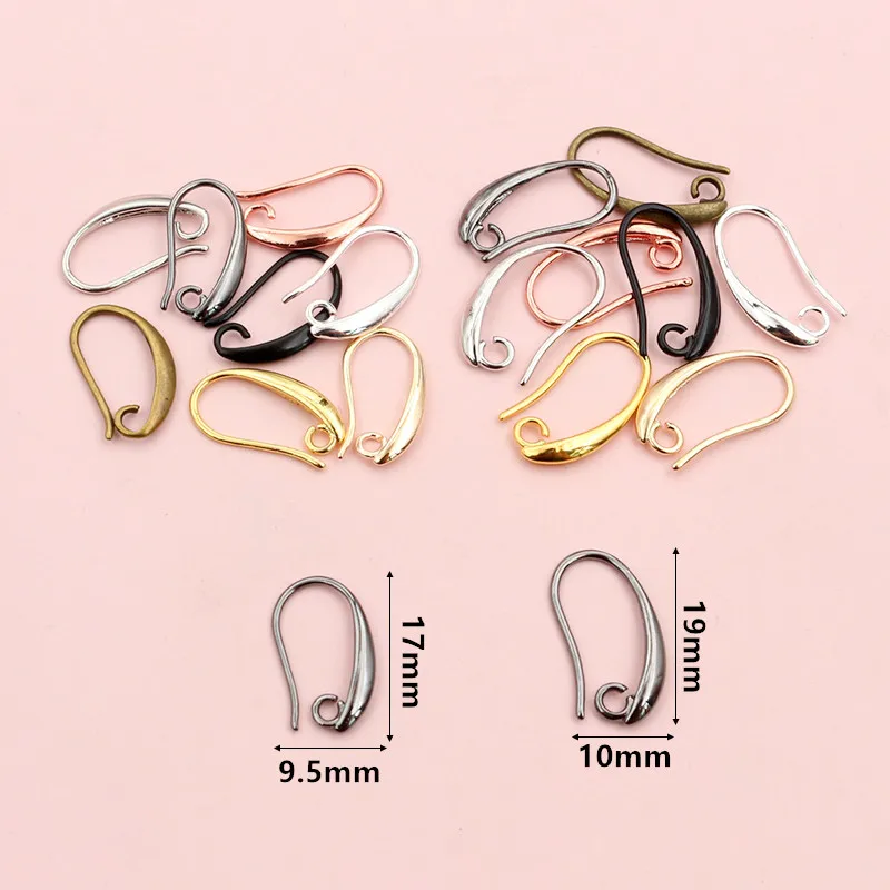 20pcs 19x10mm/17x9.5mm Brass French Earring Hooks Wire Settings DIY Small Earrings Hooks Jewelry Making Accessories Fingings
