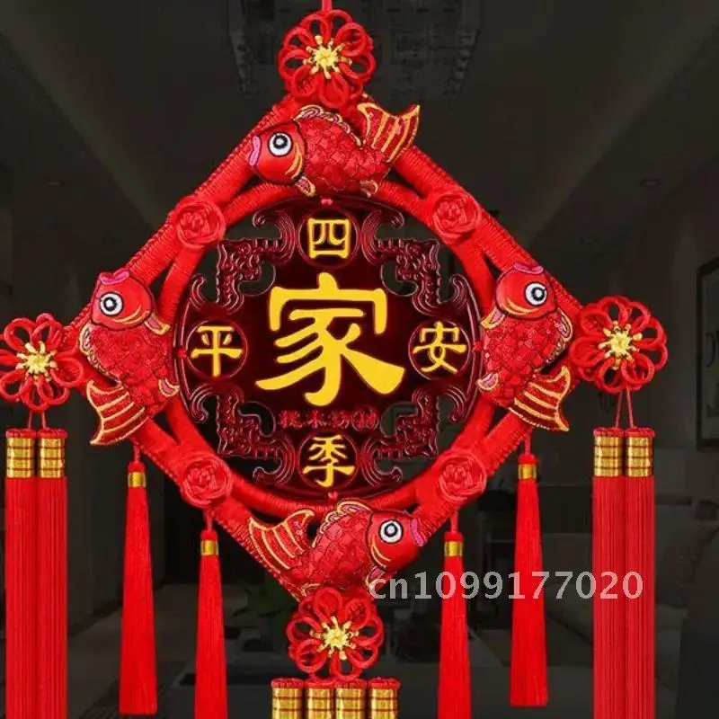 ห้องแบบดั้งเดิมแขวนพู่เครื่องประดับตกแต่งพื้นหลังทีวีผนังสไตล์จี้ติดตั้งเทศกาล Living ฤดูใบไม้ผลิจีน