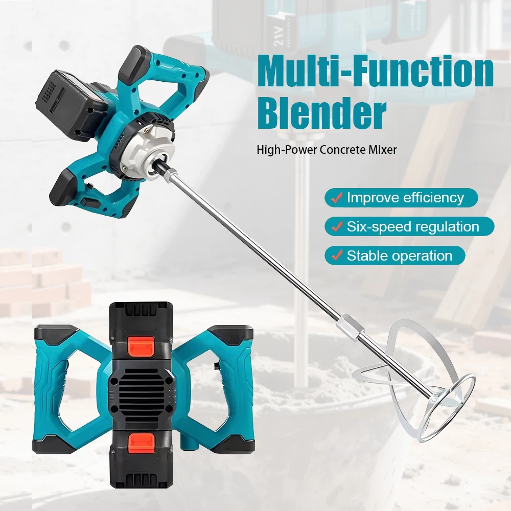 

6-Speed Electric Paint Concrete Mixer Brushless Handheld Paddle Mixer Adjustable Electric Mixing Rod for Plaster Grout Cement