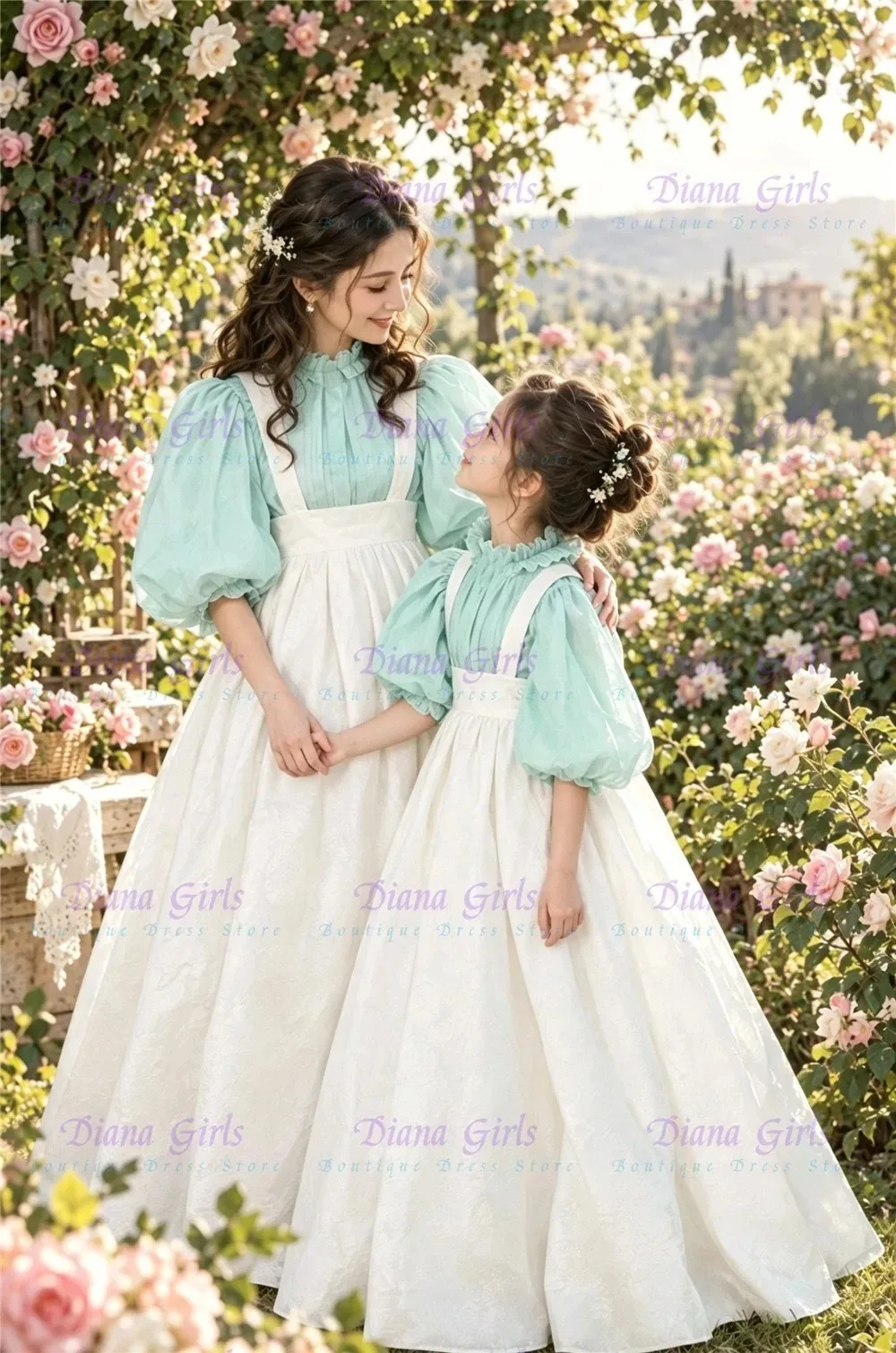 Großhandel Rosa Mädchen-Kleiderset Blumenmädchenkleid Hochwertiges Tüll mit Satin Flauschig für Prinzessin Hochzeit Geburtstag Party Abendkleider – Detail 3