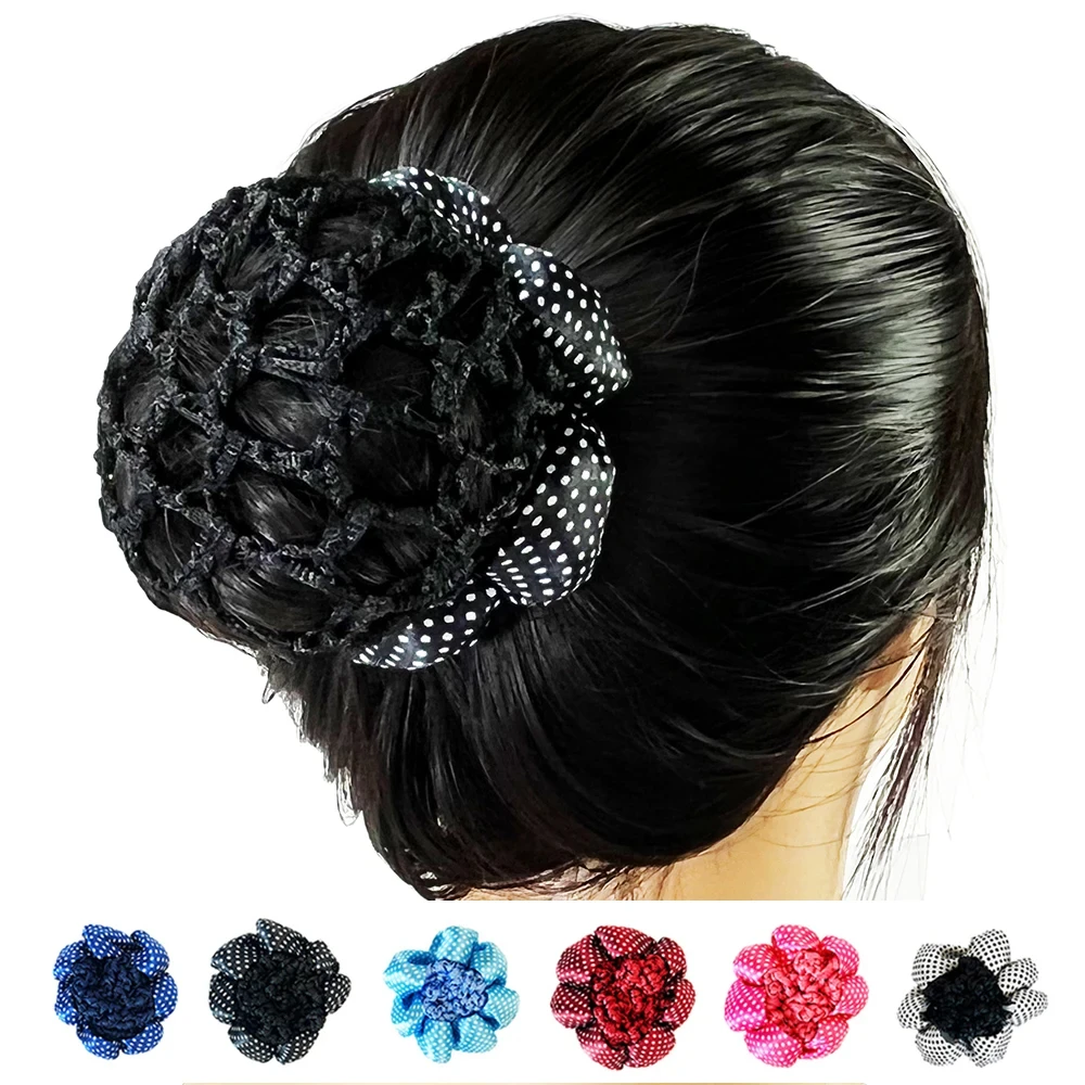 Moda donna ragazze 1PC Bun Cover Candy Color Hair Net Ballet Dance fasce elastiche per capelli Crochet Solid Headwear accessori per capelli