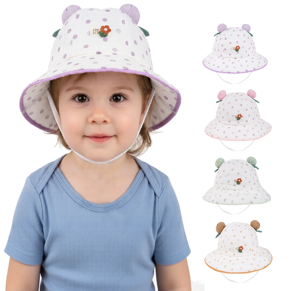 

Spring Summer Panama Baby Sun Hat for Girls Fashion Ball Hat Cute Dot Toddler Bucket Hats Baby Beach Sun Hat Kids Sun Cap